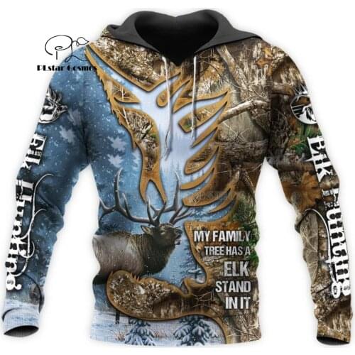 Camo HUNTING ANIMALS elk deer art 3D Hoodies Hoodie Men Women New Fashion Hooded Sweatshirt Long Sleeve Casual Pullover coat-29