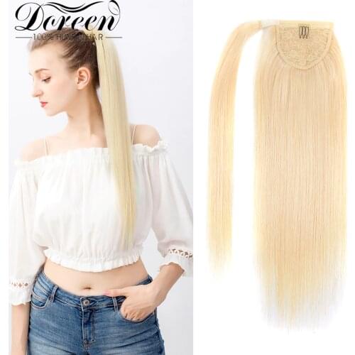 Doreen Hair European Machine Made Remy 100% Natural Human Hair Ponytail Extensions Long inch Pony tail Hairpieces 14 to 26 100g