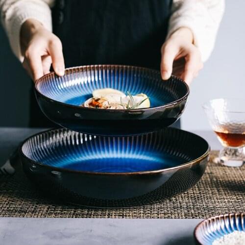 Ceramic Plate Deep Plate Round Plate Soup Plate Creative Baked Rice Plate Salad Plate Large Fruit Plate