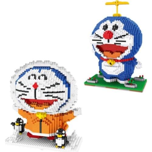 Doraemon building bricks japan cartoon figures micro diamond block robot cat model nanobricks toys for children gifts