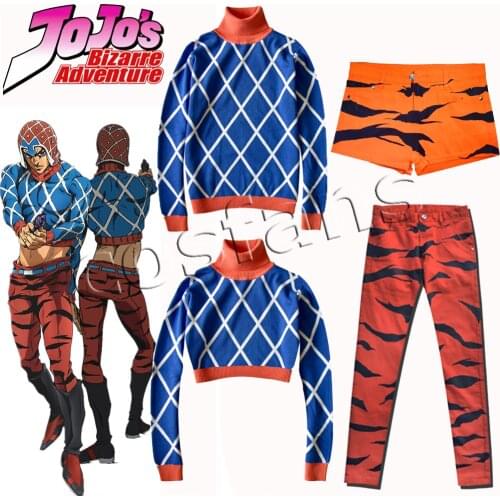 JOJO 5 Jojos Bizarre Adventure Cosplay Costume Guido Mista Golden Wind Anime Costumes Cotton Highneck Knitted Sweater Tops