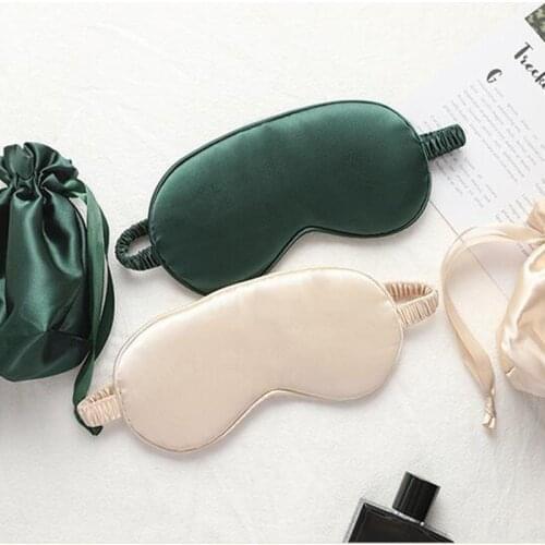 Imitated Silk Feeling Sleeping Eye Mask Adult Women Soft Night Eye Shade Travel Rest Aid Portable Blindfold With Storage Bag
