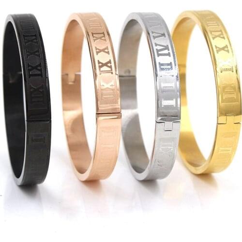 Fashion Trend All-Match Punk Roman Alphabet Stainless Steel Four-Color Bracelet Bracelet