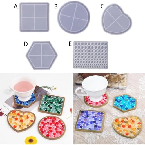 Handmade Mosaic-Coasters for Drinks Resin Casting Molds DIY Round Mosaic-Stone Coaster Silicone Resin Mold Craft Tools