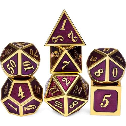 Full Metal Dice Set 7 Piece DND Dice Dungeons and Dragons Pathfinder RPG Polyhedral D&D Dices Table Games