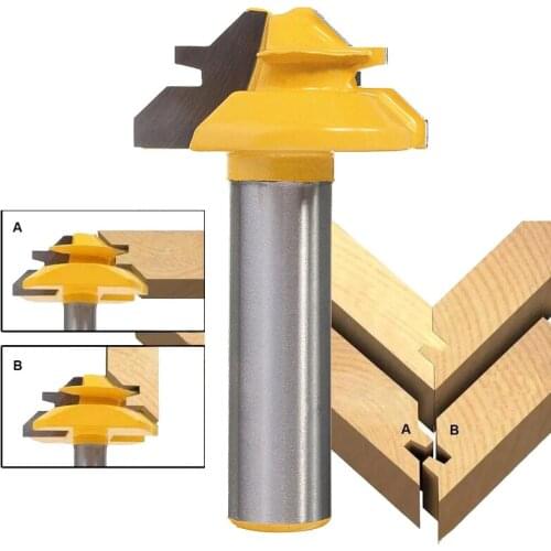 New 1PC Small Lock Miter Router Bit Anti-kickback 45 degree 1/2 inch Stock 1/2 inch Shank Tenon Cutter for Woodworking Tools