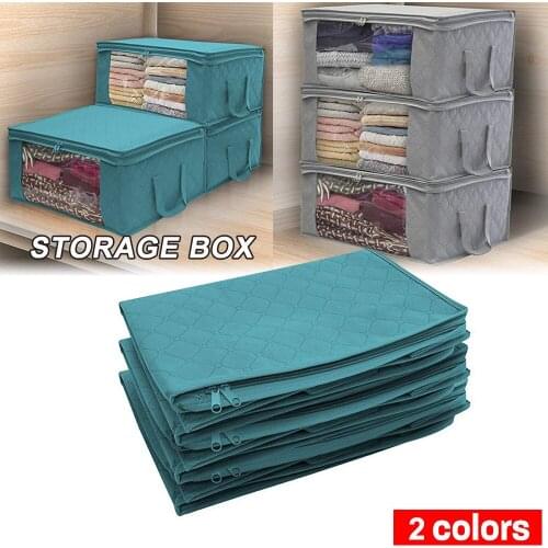 New Clothing Organizer Storage Bag Folding Non Woven Clear Window Clothes Blanket Quilt Closet Organizer Boxes