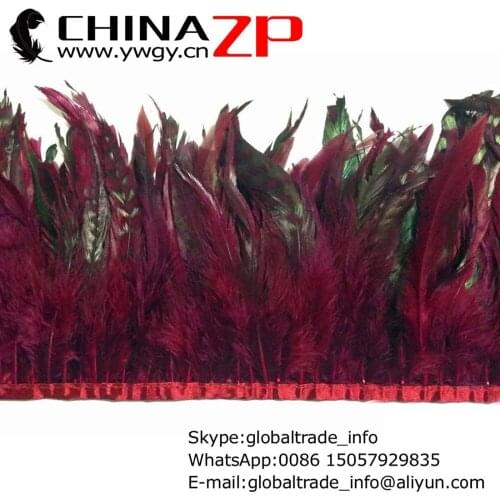 Wholesale and Retail 10Yards/lot from CHINAZP Factory Unique Dyed Burgundy Chinchilla Rooster Feathers Trim