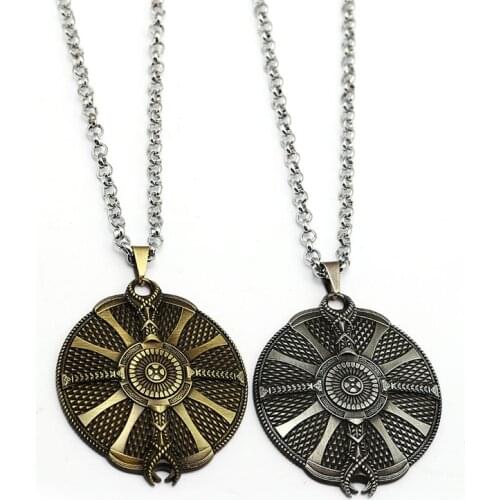 Big God of War 4 Kratos Logo Necklace Metal Shield Link Chain Pendant Necklaces For Fans Souvenir Chaveiro llaveros Kolye Colar