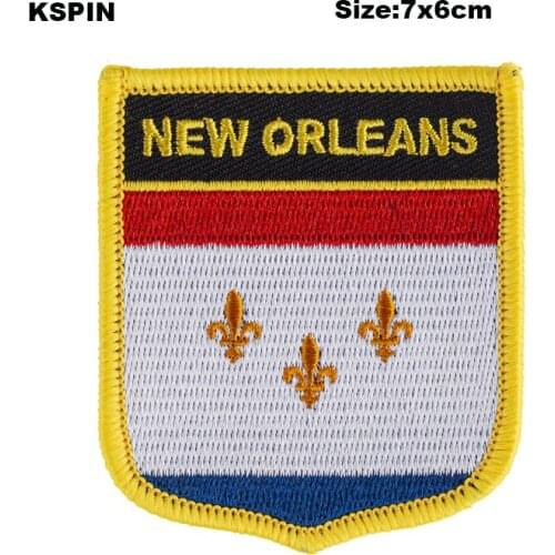 New Orleans Shield Shape Flag patches embroidered flag patches national flag patches for Cothing DIY Decoration
