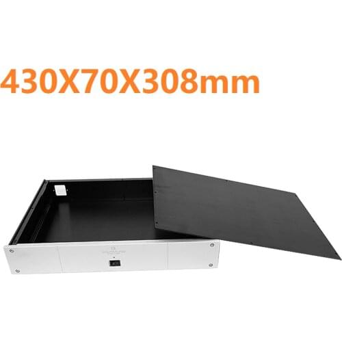 Size W430 H70 L308 Silver Full Aluminum Chassis Amplifier Case Preamp Enclosure DAC Box BZ4307D