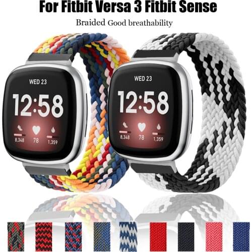 Braided Nylon Loop Strap for fitbit versa 3/fitbit sense Elasticity Watch Band for fitbit versa3 Replacement Bracelet Wristbelts