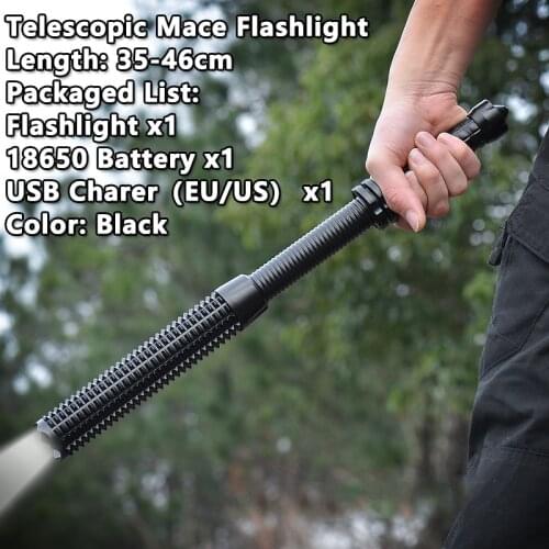 EDC Baseball Bat LED Flashlight Waterproof Super Bright Baton Aluminium Alloy Torch for Emergency and Self Defense