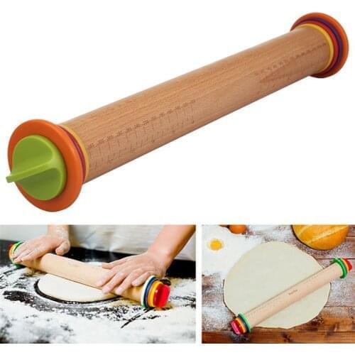Professional Reusable Non-Stick Rolling Pin Adjustable Cake Dough Roller Baking Noodles Baking Roller With 4 Pairs Rings