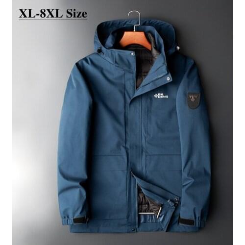 2021 Winter Mens Down Jacket Oversize 8XL 7XL 6XL Windproof Parka Thick Warm Loose Removable Liner Coat Brand Male Outerwear