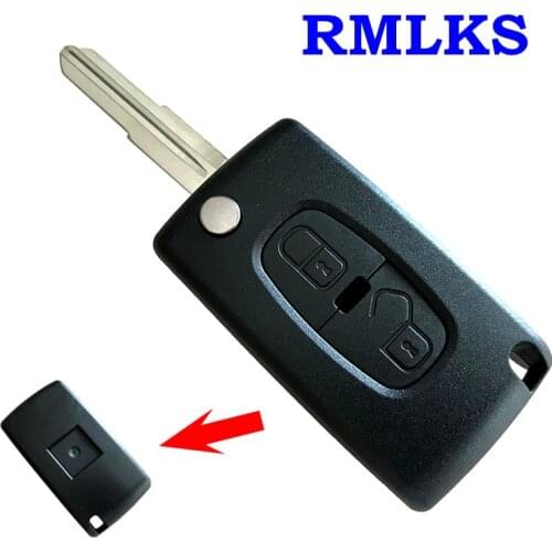 RMLKS Replacement 2BTN Folding Remote Car Key Shell fit for Peugeot 4008 Key Case Cover Fob Flip Remote Key Uncut MIT11R Blade