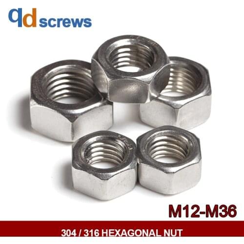 304 316 M12M14M16M18M20M22M24M27M30M33M36 stainless steel hexagonal nut GB41 DIN555 ISO 4034