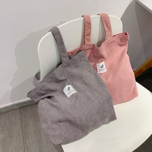 Bags for Women 2021 Corduroy Shoulder Bag Reusable Shopping Bags Casual Tote Female Handbag for A Certain Number of Dropshipping