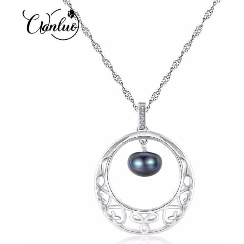 WL Trendy Style 18K Gold Color Real 925 Sterling Silver Pendant Necklace Natural Black Pearl Necklaces for Women Fine Jewelry