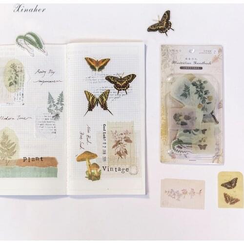 XINAHER 50 pcs/bag Vintage plant butterfly stamp girl paper sticker package DIY diary decoration sticker album scrapbooking
