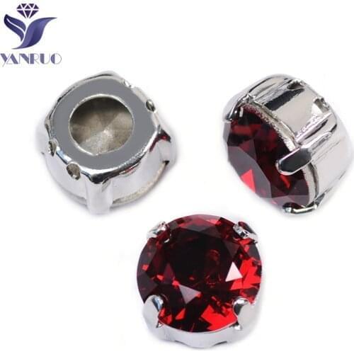 YANRUO 1357 All Sizes Siam Brilliant Cut Sew On Rhinestones Strass Point Back Crystal Red Stones For Garment Ornaments
