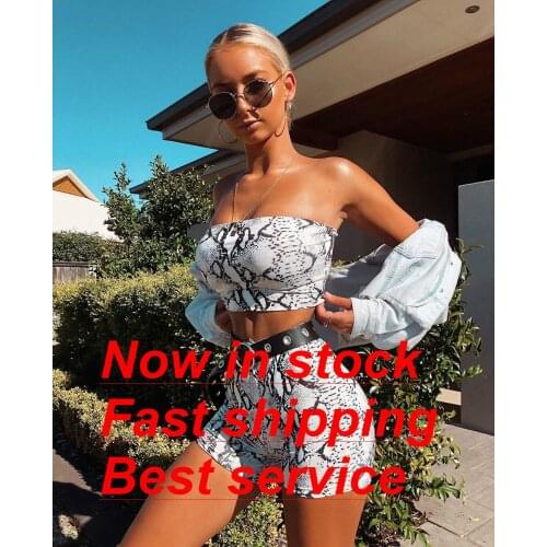 Womens Clothing Summer Sleeveless Print Crop Top Print Bikini Women Top Tube Shorts 2PCs Set