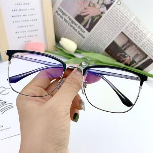 2021 Women Glasses Frames Luxury Brand Eyewear Optics Glasses Fashion New Men Metal Plain Retro Square Design Eyeglasses