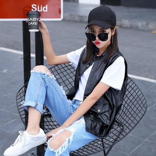 2021 New PU Leather Vests Women Slim Fit Casual Motorcycle Short Leather Vest Female Fashion Sleeveless Vest for Women Y193