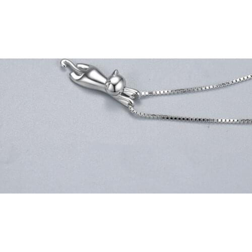 Fashion Womens S925 Silver-plated Personality Kitten Pendant Necklaces 4534563
