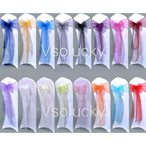 100pcs/lot Sheer Organza Chair Sashes Bow Cover Wedding party Xmas Birthday Shower Decoration