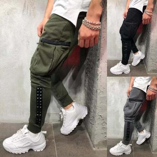 Outdoor 2019 Spring Autumn hip hop Sports jogging running Zipper pocket mens sport pants casual Haren pants fashion trousers