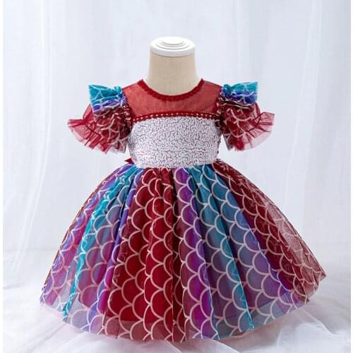2021 Newborn 2 1 Year Birthday Dress For Baby Girl Clothes Colorful Princess Dress Party And Wedding Dresses Formal Ceremony