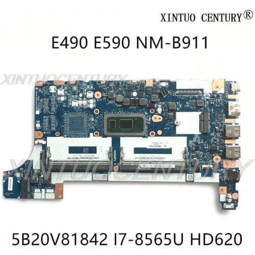 5B20V81842 For Lenovo Thinkpad E490 E590 Laptop Motherboard FE490 FE590 FE480 NM-B911 W/ SRFFW i7-8565U HD620 100%tested working