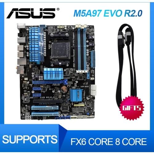 ASUS M5A97 EVO R2.0 Original Used Desktop for AM3 / AM3 + 970 motherboards supports FX6 core 8 core PC Mainboard Set