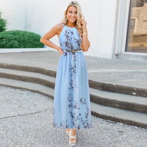 O Neck Sleeveless Floral Print High Waist Women Dress Bandage Summer Boho Plus Size Streetwear Beach Long Dresses