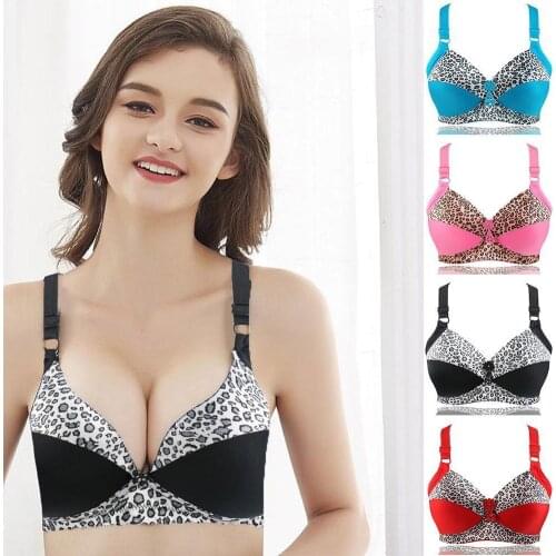 Big Size Thin Leopard Print Bra Adjustable Wire Free Cup 4 Bras Can Choose Full For Women Color Gathered N5X3