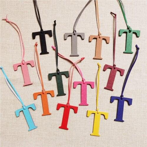 Rainbery DIY Alphabet A-Z T Genuine Leather Initial Capital English Letter Keychain Backpack Pendant Ladies Women Bag Charm