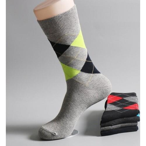 Branded New 5 Pairs/Lot Winter Men Combed Cotton Long Tube Plaid Warm Loafer Socks Male Business Casual Retro Meias Masculino