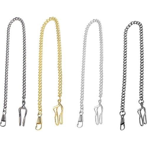 2Pcs Retro Pocket Watch Chain Vintage Metal Purse Chains Pocket Watch Holder Necklace Jean Belt Decor Men Women Collares Gift