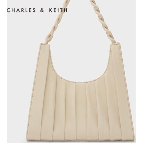 CHARLES＆KEITH New Arrival for Summer 2021 CK2-20781478 Ladies pleated face chain shoulder bag