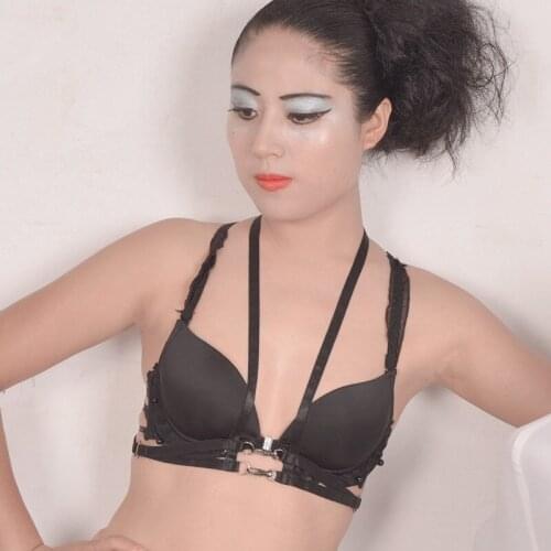 Black Simple new harness cage bra Harajuku Gothic harness bra Key buckle Exotic Apparel summer style body harness cage bra
