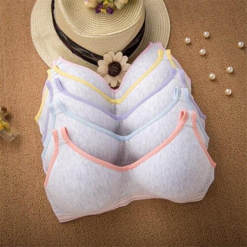 Kids Girls Training Bras Wireless Cotton Underwear For Teenage Girls Young Student Training Bras Solid Age For 12-18Years