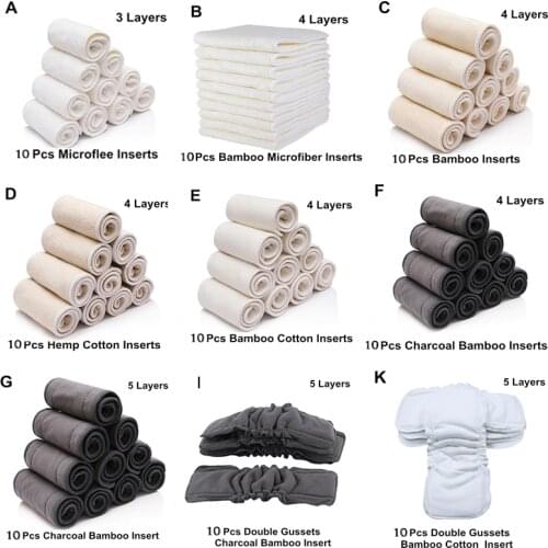 [Mumsbest] 10Pcs Eco-friendly Liner Ecological Diapers Washable Layer Insert Absorbent Inserts In Diapers For Children 13.5*36cm