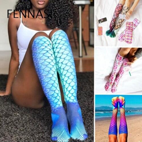 FENNASI Sexy Women Mermaid Vacation Leisure Cute Stockings Nylon Sexy Erotic High Elasticity Mermaid Tail Pattern Stockings Sex