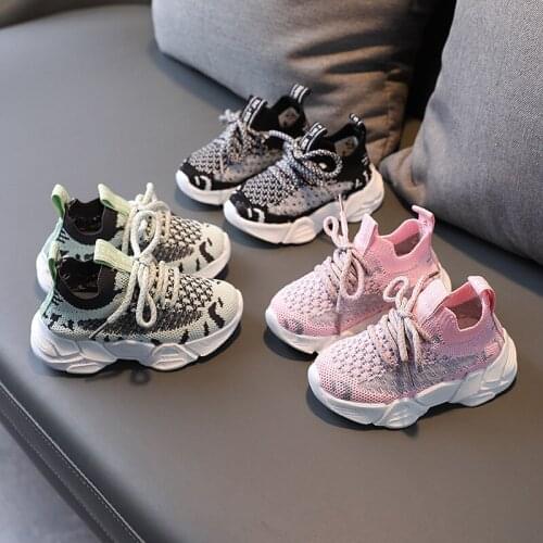 Children Shoes Boys Breathable Flying Woven Sneakers Green Pink Black Baby Toddler Shoes Girls Non-slip Soft-soled Net Shoes New