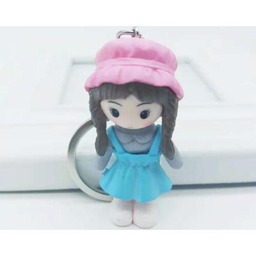 Cartoon doll twist braid little girl key chain bag pendant gift marketing giveaway key accessories
