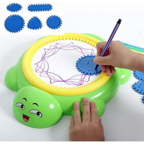 Cartoon Tortoise spin'N Spiral doodler Design Spirograph Drawing Set Creative Spiral Sketchpad 5 gear 5 Pens Educational toys