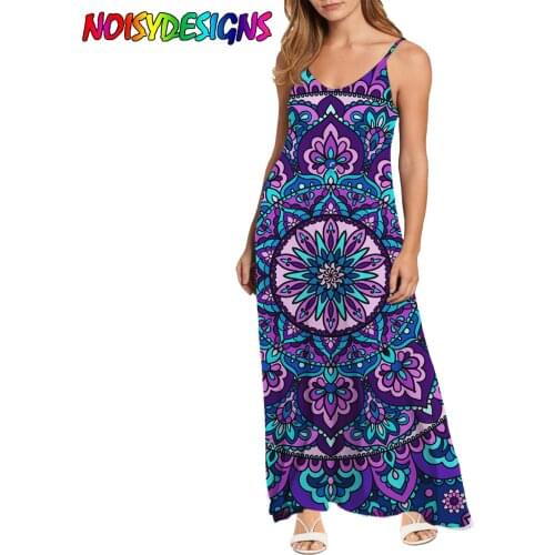 NOISYDESIGNS Fashion Casual Womens Mandala Flower Pattern Print Sleeveless Long Dress Summer Dress Dresses for Women 2021