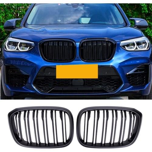 NEW-Car Glossy Piano Black Front Hood Kidney Grille Grill For-BMW X3 G01 X4 G02 2018-2021