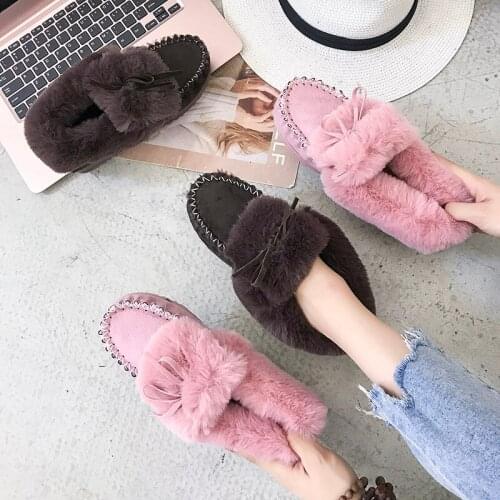 New winter furry warm snow boots home tassel casual comfort flat Lok Fu cotton boots